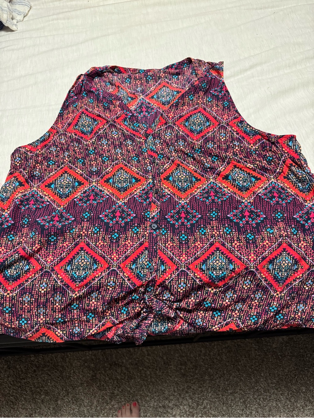 Maurices Sleeveless Blouse - Purple, Pink & Teal Geometric